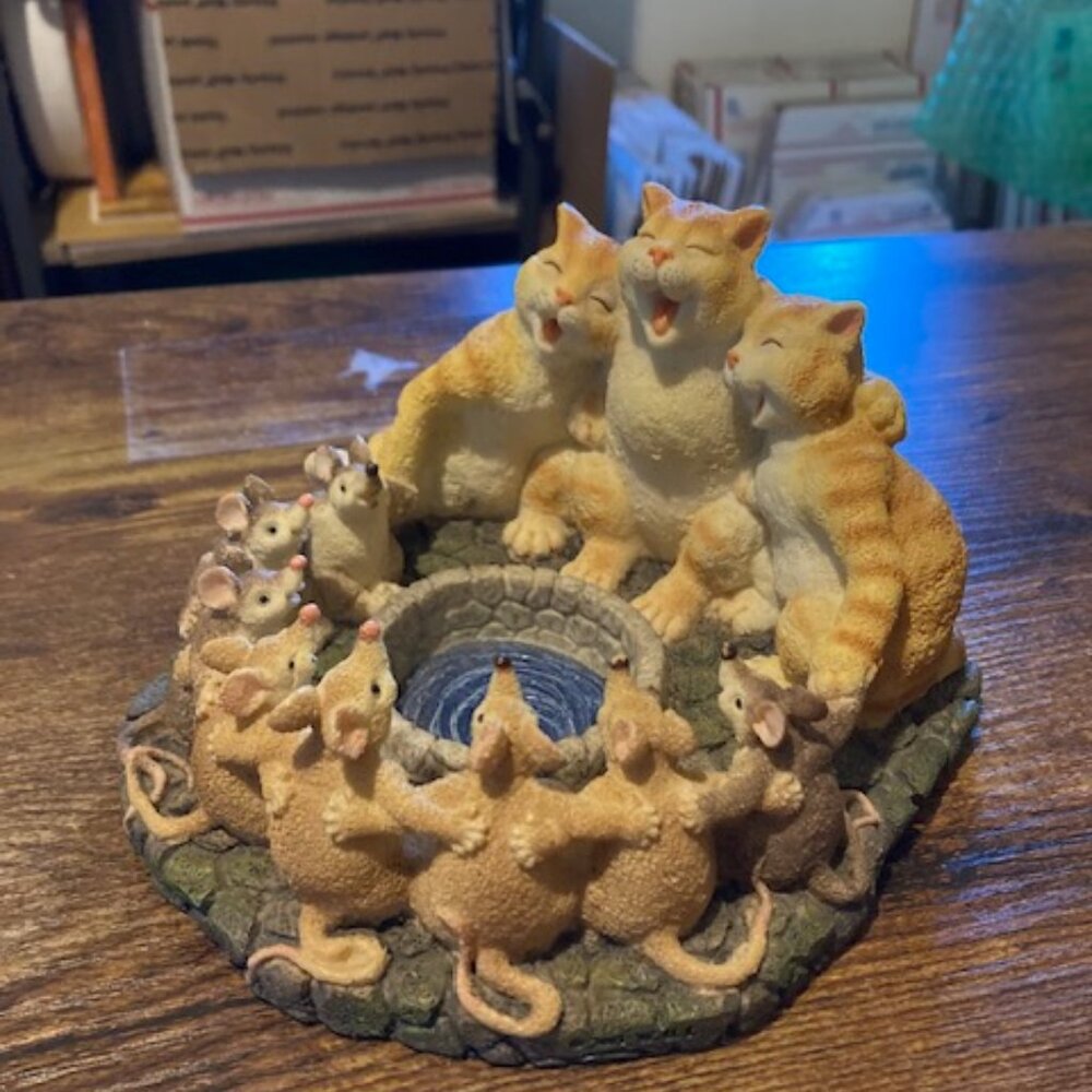 Vintage orange cats/rats candle holder from the Summit Collection